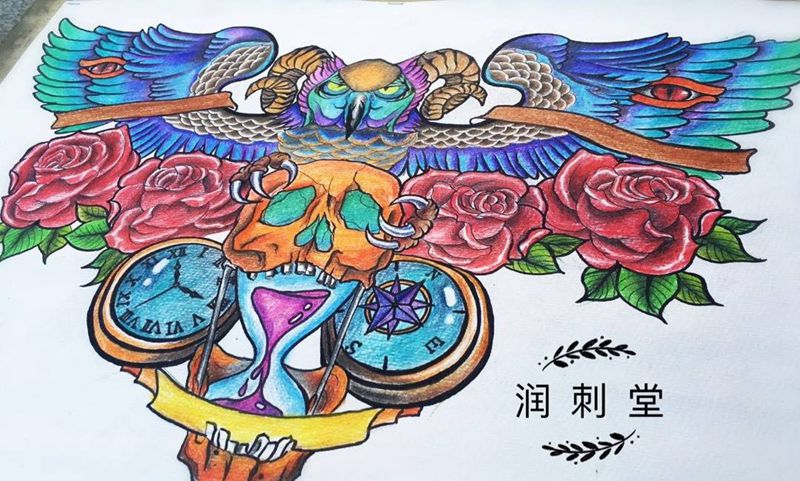 为客人设计的大V手稿纹身图片