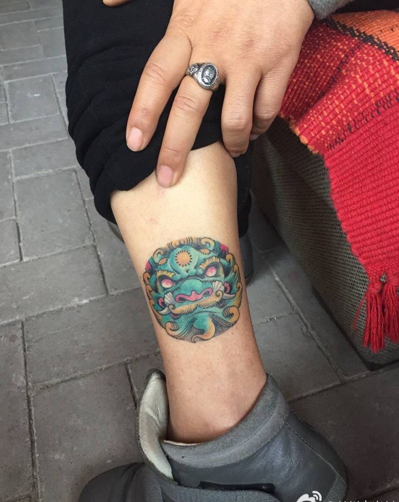 买家秀纹身图片_成品腿部脚部传统写实国画静物鬼神宗教原创纹身图案