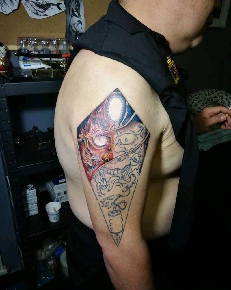 彩色纹身图片_手臂老传统纹身图案