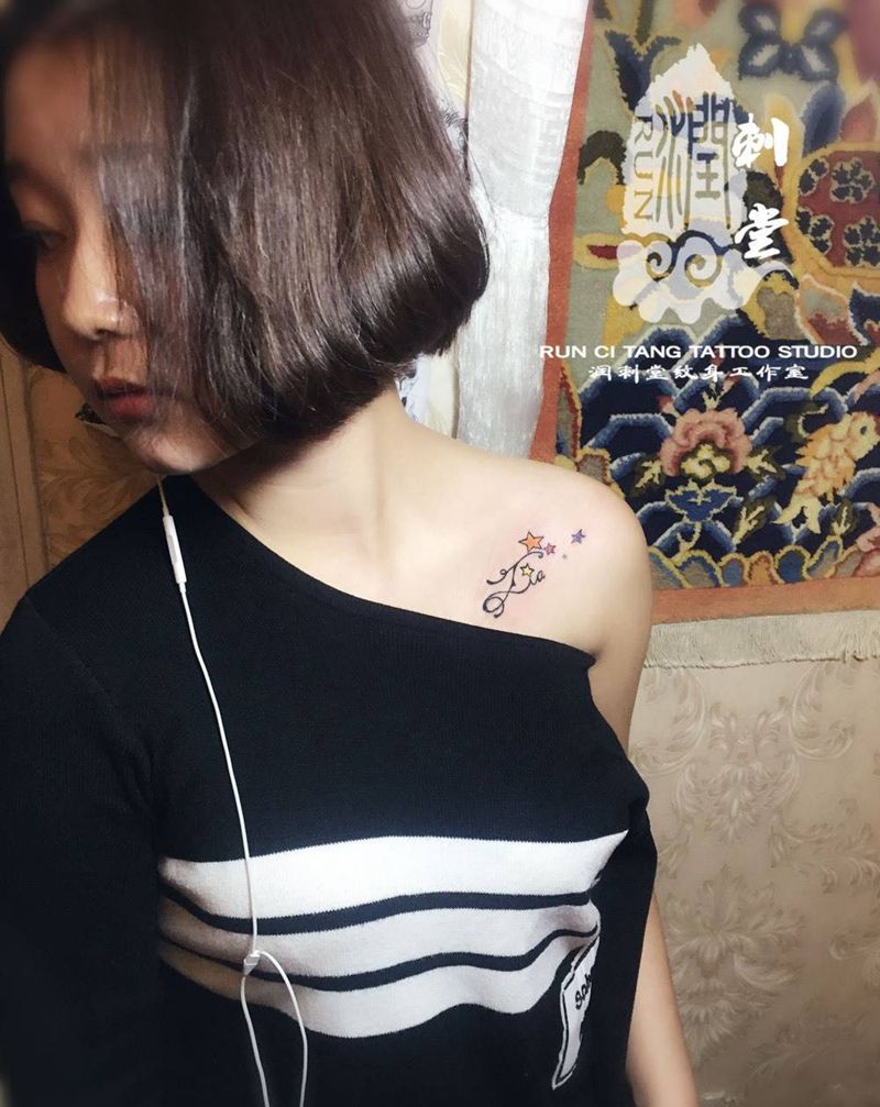 润刺青出品#锁骨小清新#纹身图片