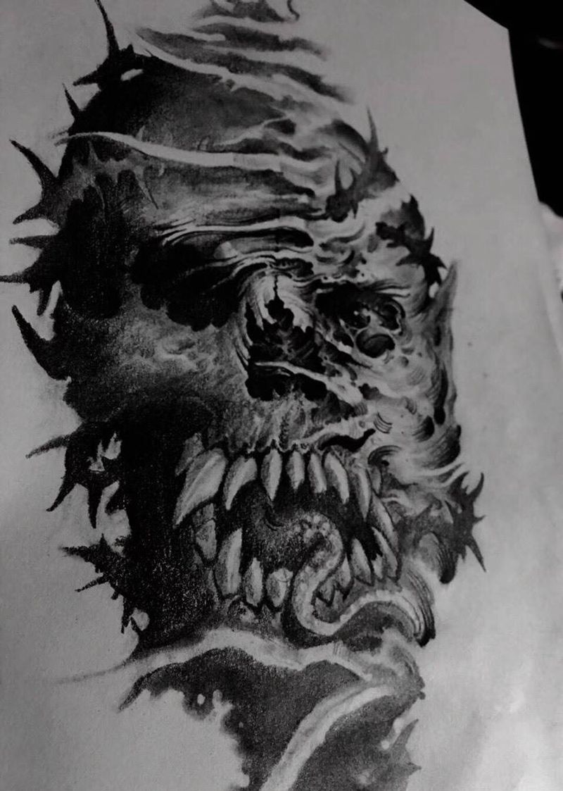 小稿一张，靳凯作品纹身图片_手稿肩部胸部背部腿部手臂欧美原创纹身图案