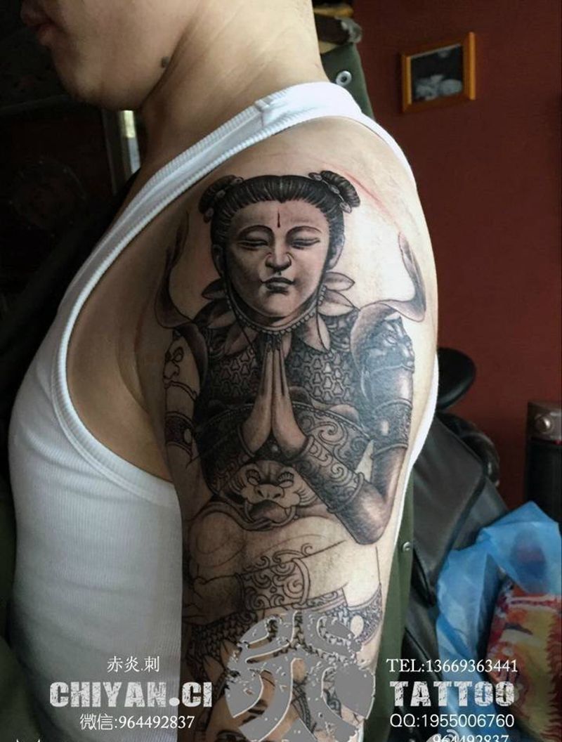 哪吒，靳凯作品，未完成纹身图片