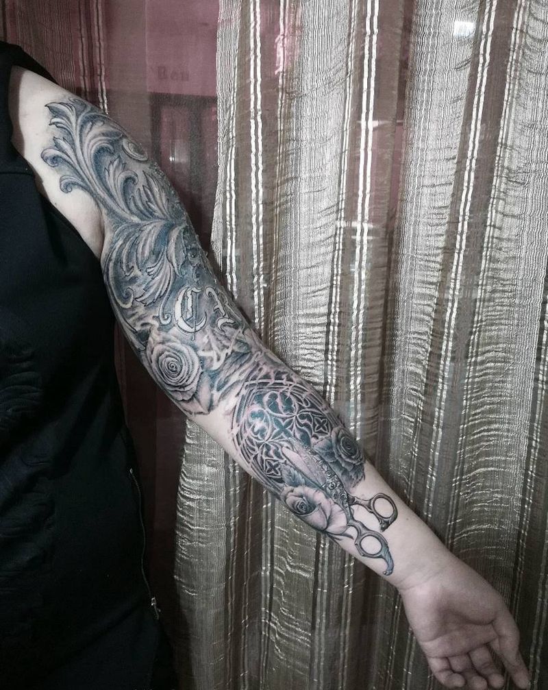 欧风黑灰纹身图片