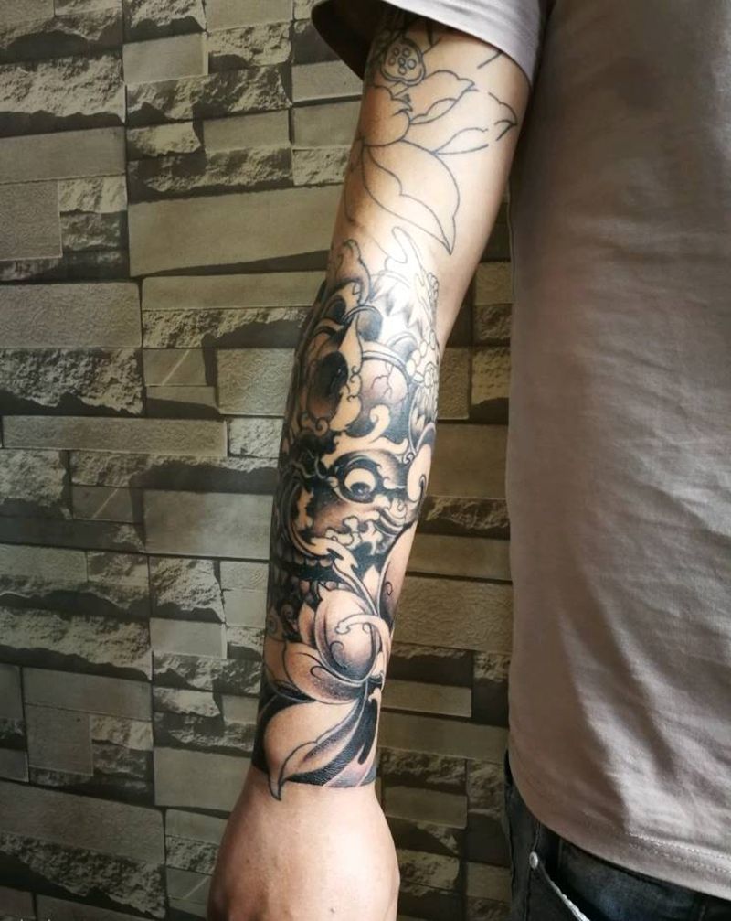 嘎巴拉纹身图片_手臂老传统纹身图案