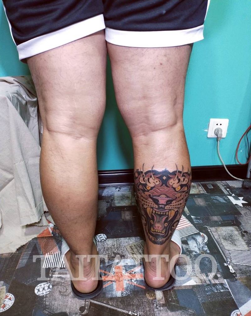 三木嘎作品纹身图片_腿部New School纹身图案