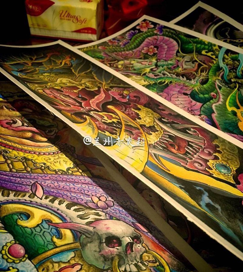 手稿，赤炎刺靳凯作品纹身图片_手稿肩部背部腹部手臂腿部传统人物原创宗教纹身图案