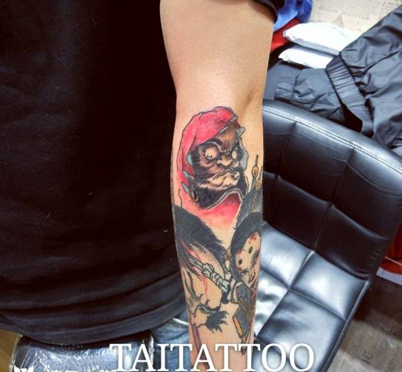 花臂慢慢拼起来纹身图片