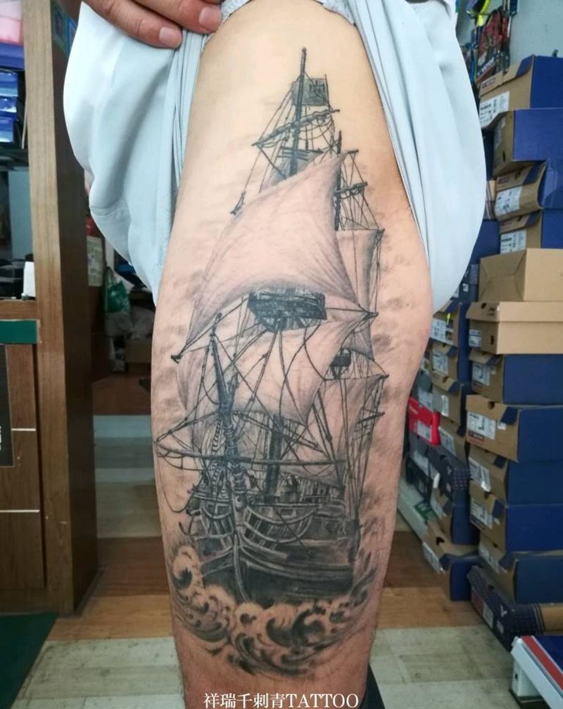 破浪前行~恢复后效果纹身图片