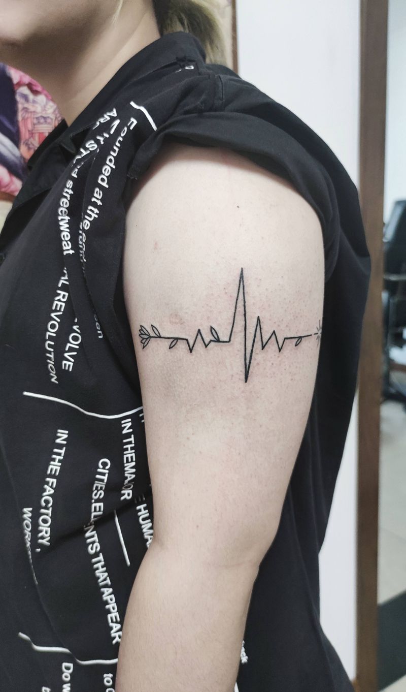 心电图纹身图片_手臂几何纹身图案