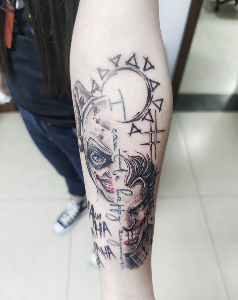 小丑小丑女添加纹身图片_手臂纹身图案