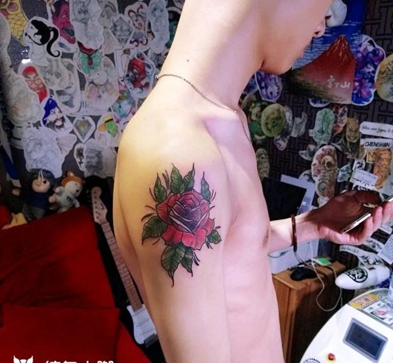 old school 玫瑰纹身纹身图片