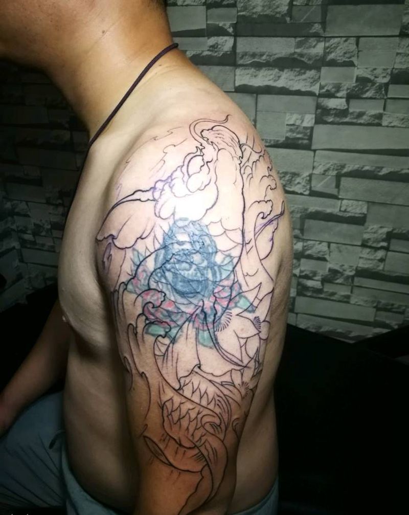 鲤鱼遮盖纹身图片