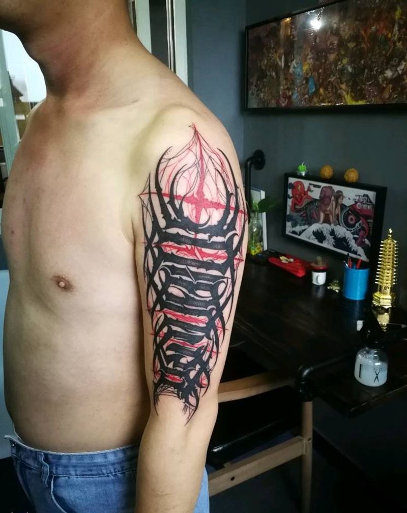 花体纹身图片_手臂花体字纹身图案