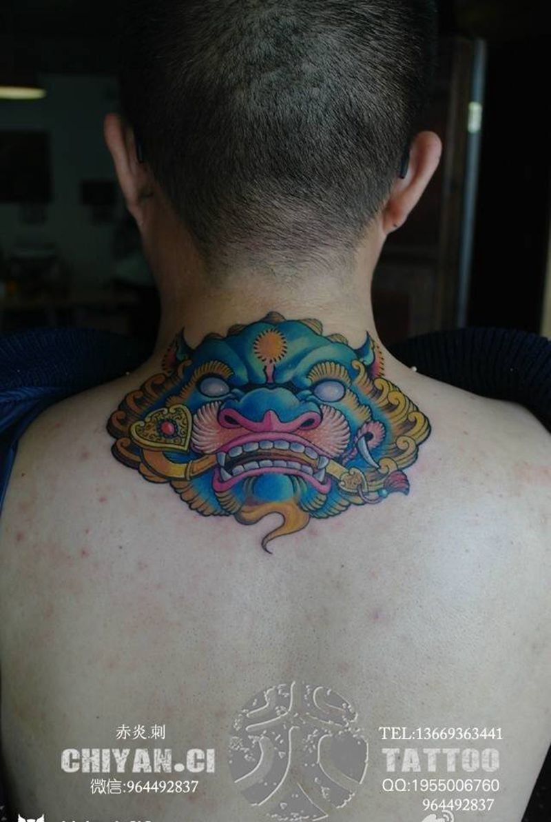 唐狮，靳凯作品纹身图片