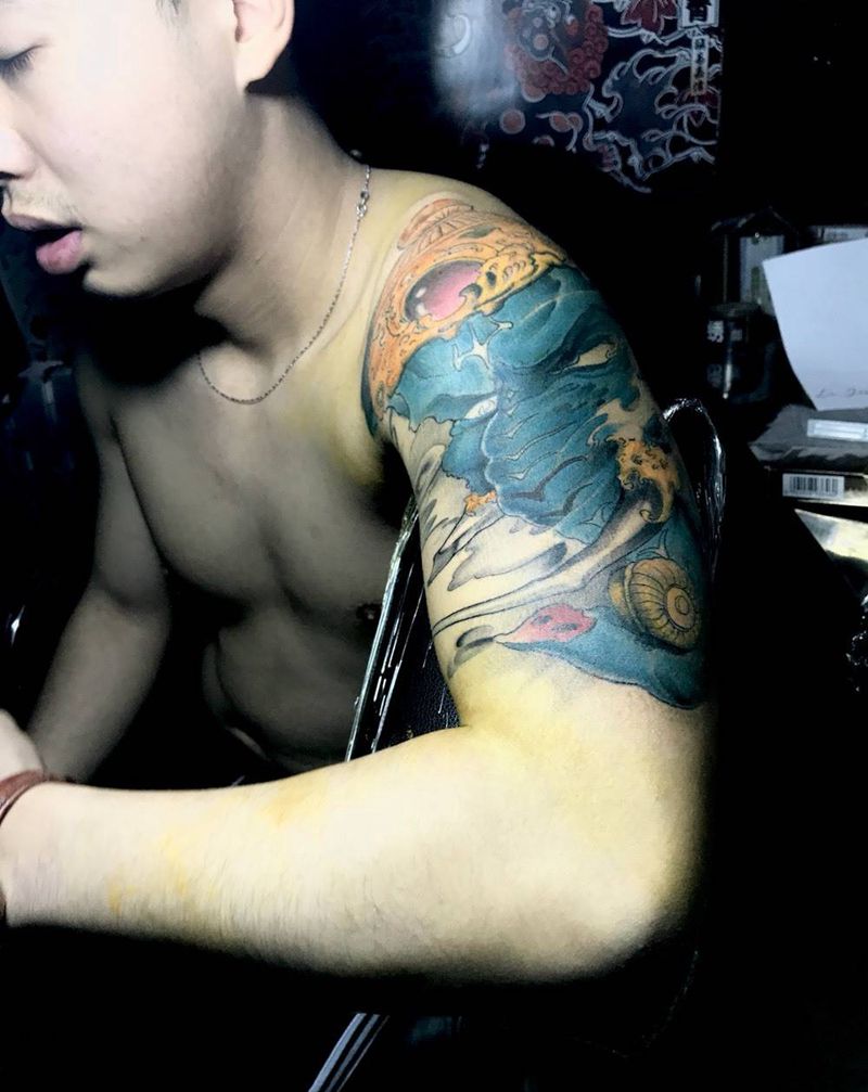 象神 未完成纹身图片