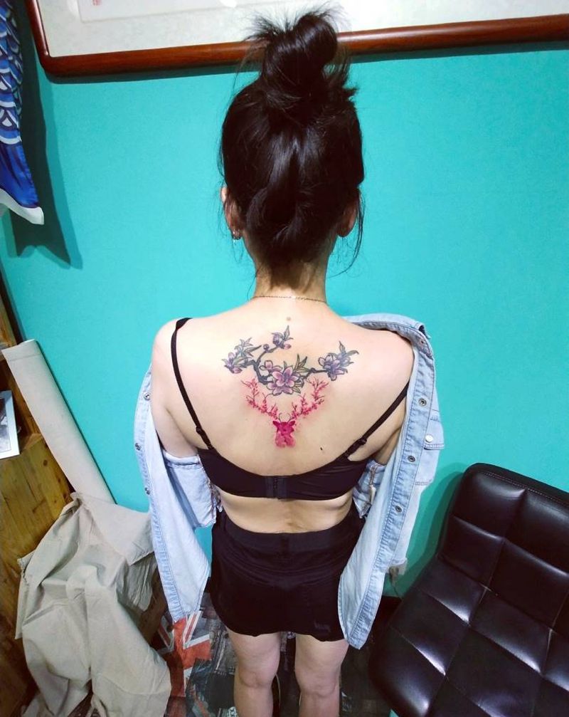 三木嘎作品纹身图片_背部水墨纹身图案