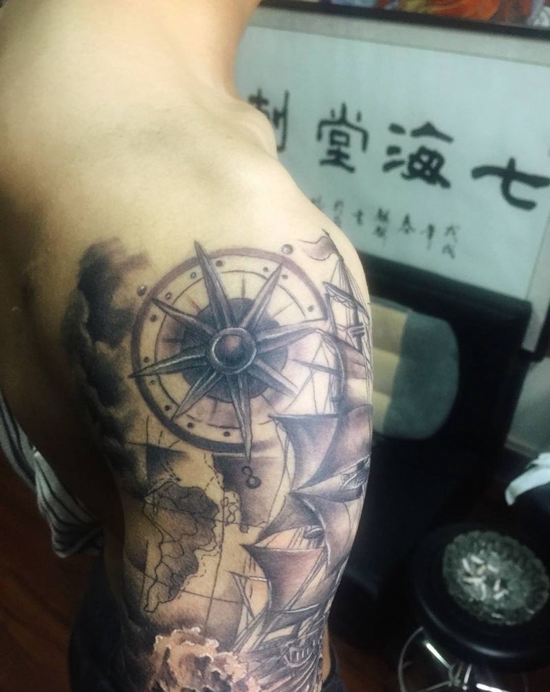 船遮盖纹身图片