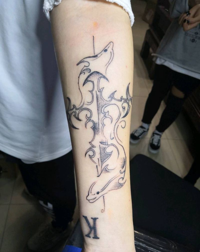 渊源纹身图片_手臂点刺暗黑纹身图案