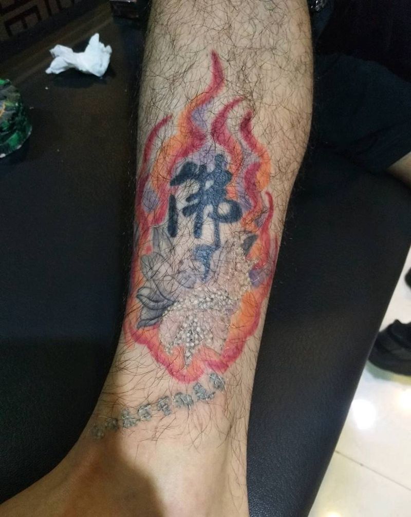 洗紋身，洗了一半纹身图片