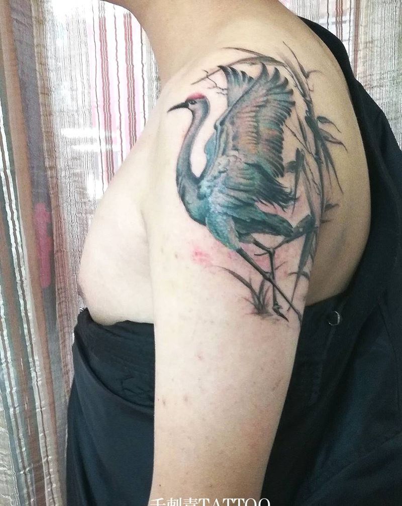 中国风～鹤纹身图片