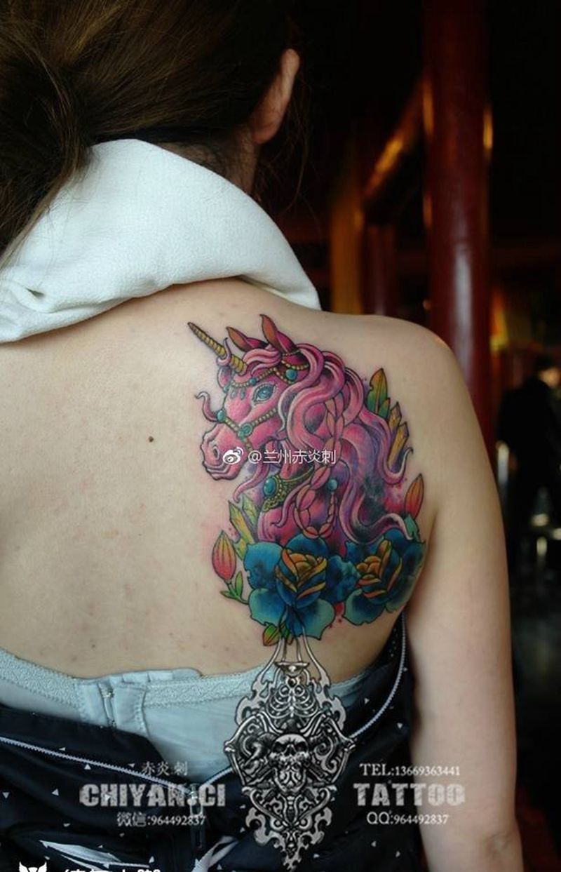 遮盖。找找旧图在哪纹身图片_成品背部清新动物鬼神原创纹身图案