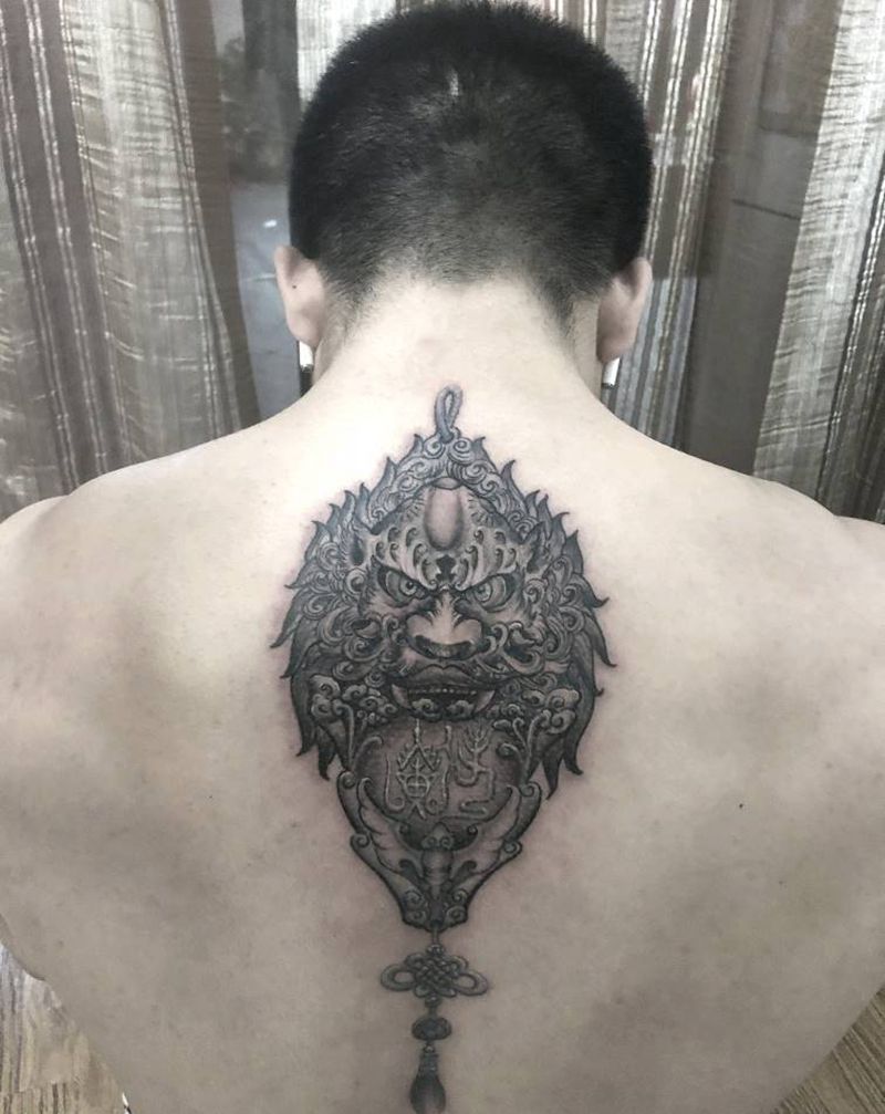 福狮守护牌纹身图片