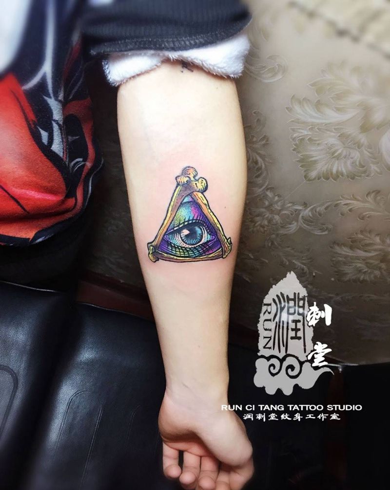 润刺青出品#全视之眼#纹身图片