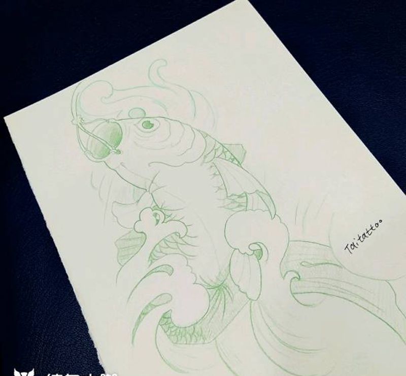 鯉魚旗手稿~TAITATTOO纹身图片