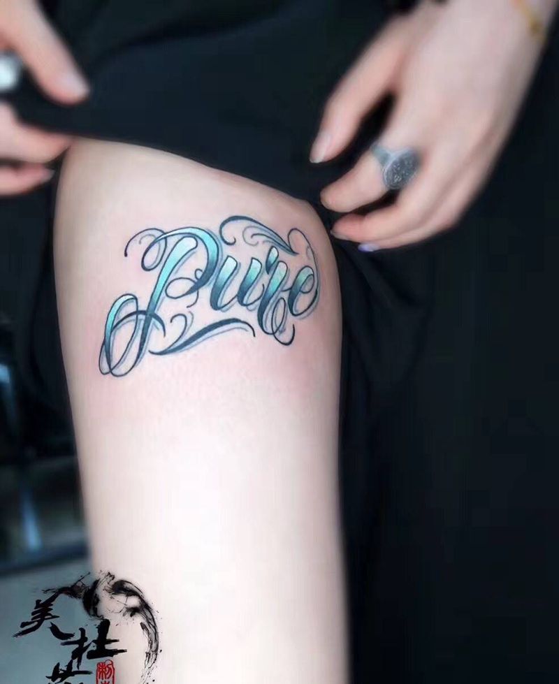 奇卡诺原创纹身图片_成品腿部清新字符原创纹身图案