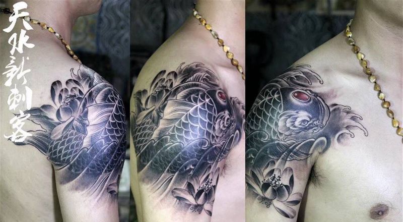 鲤鱼遮盖纹身图片