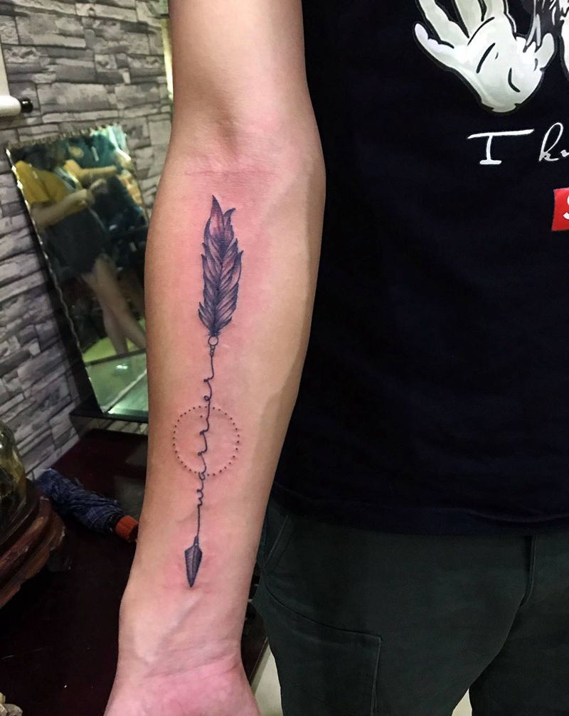 羽毛箭头纹身图片