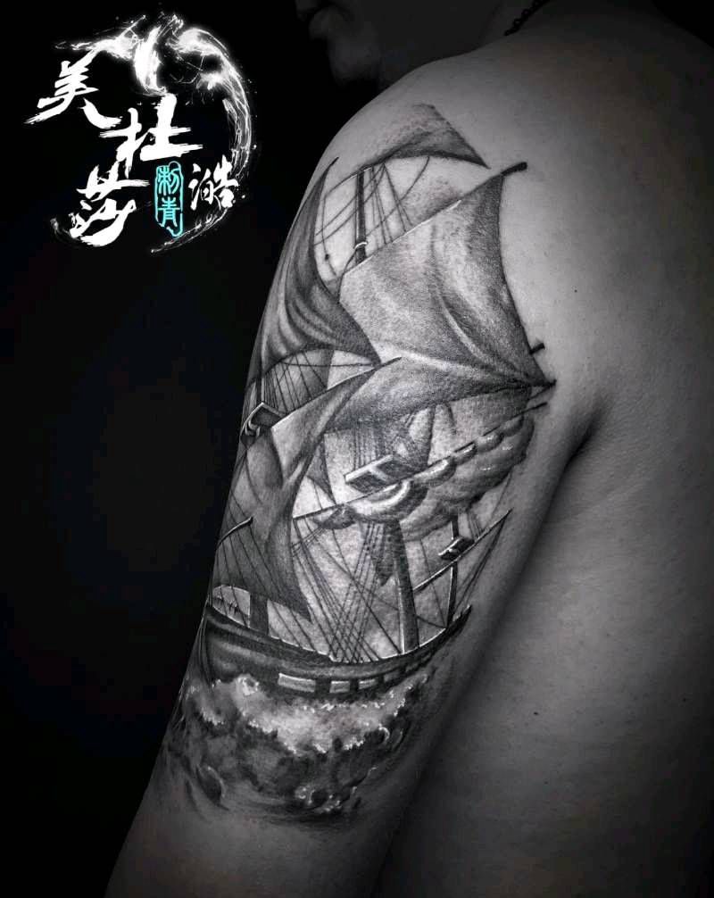 帆船纹身图片