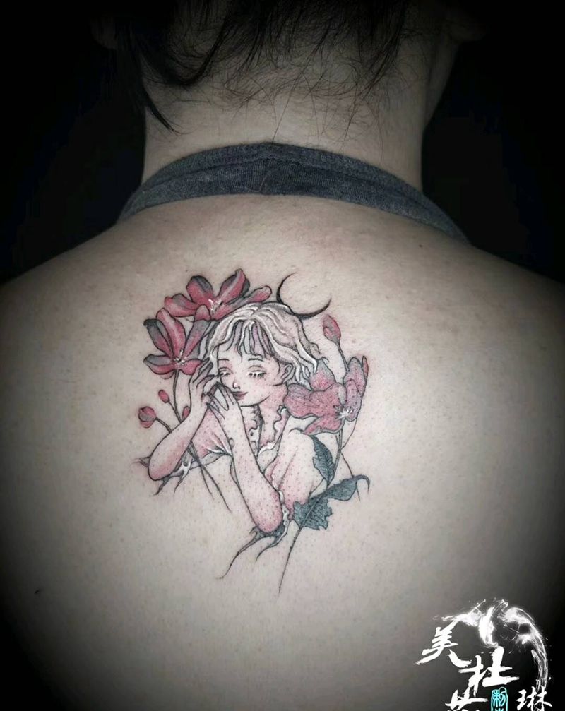 小清新纹身图片_背部纹身图案