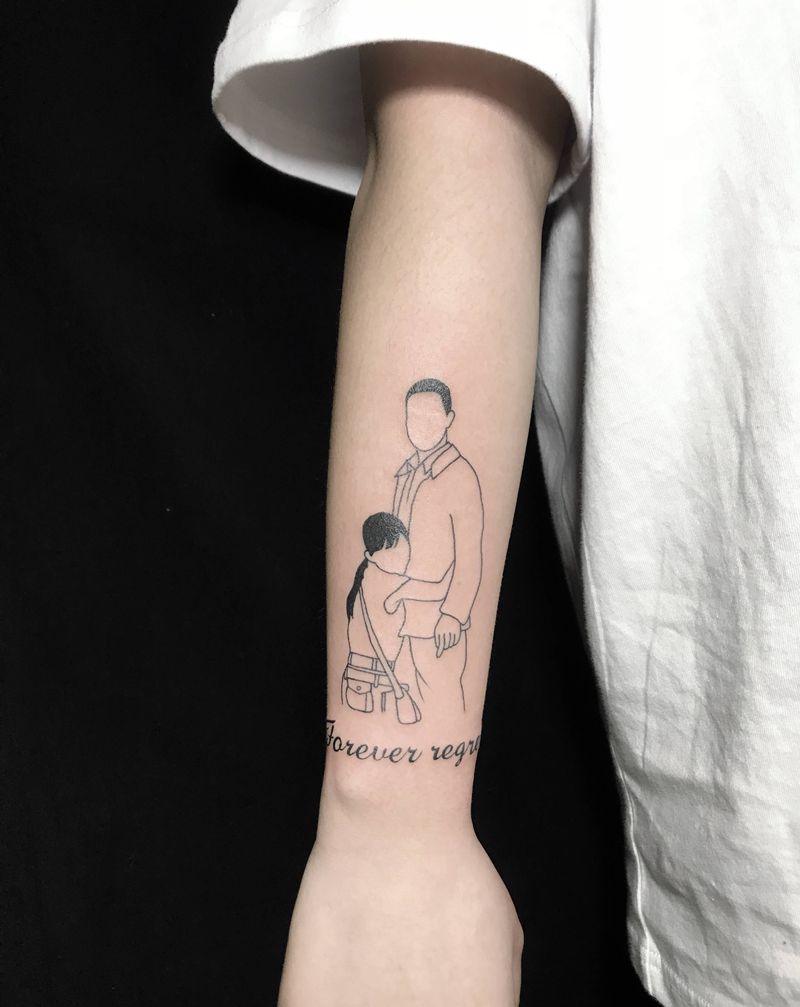 肖像纹身图片_手臂肖像简笔纹身图案