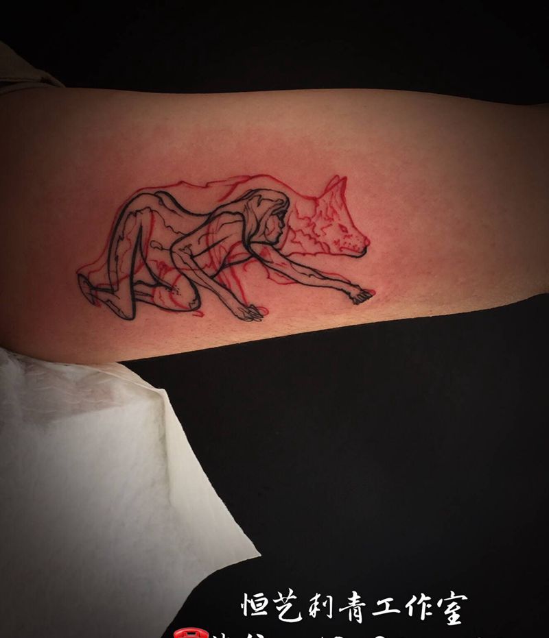 狼纹身图片_手臂纹身图案