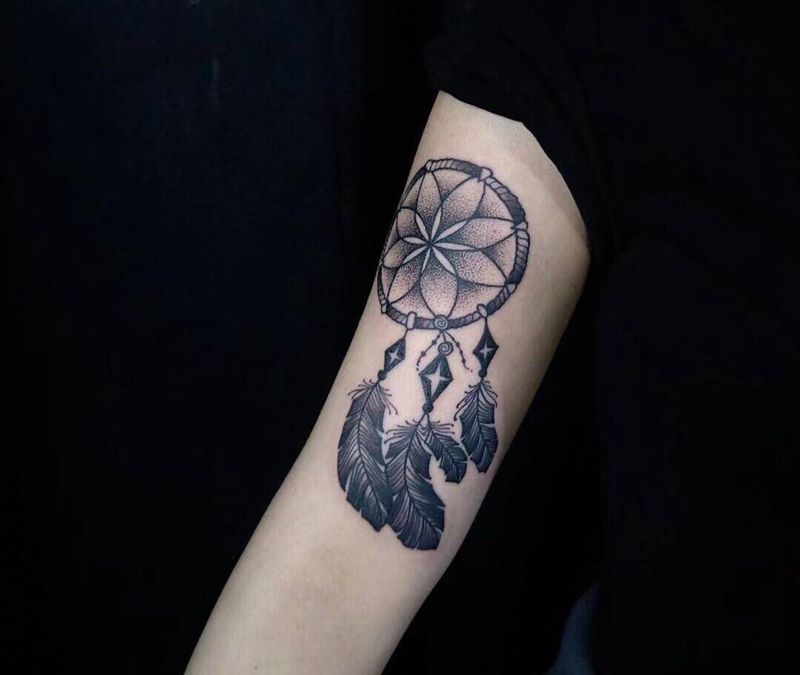 捕梦网纹身图片_手臂新传统纹身图案