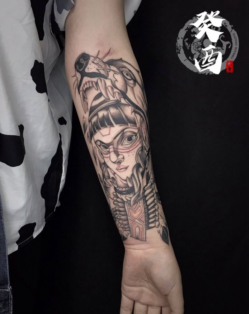 school纹身图片_手臂New School纹身图案