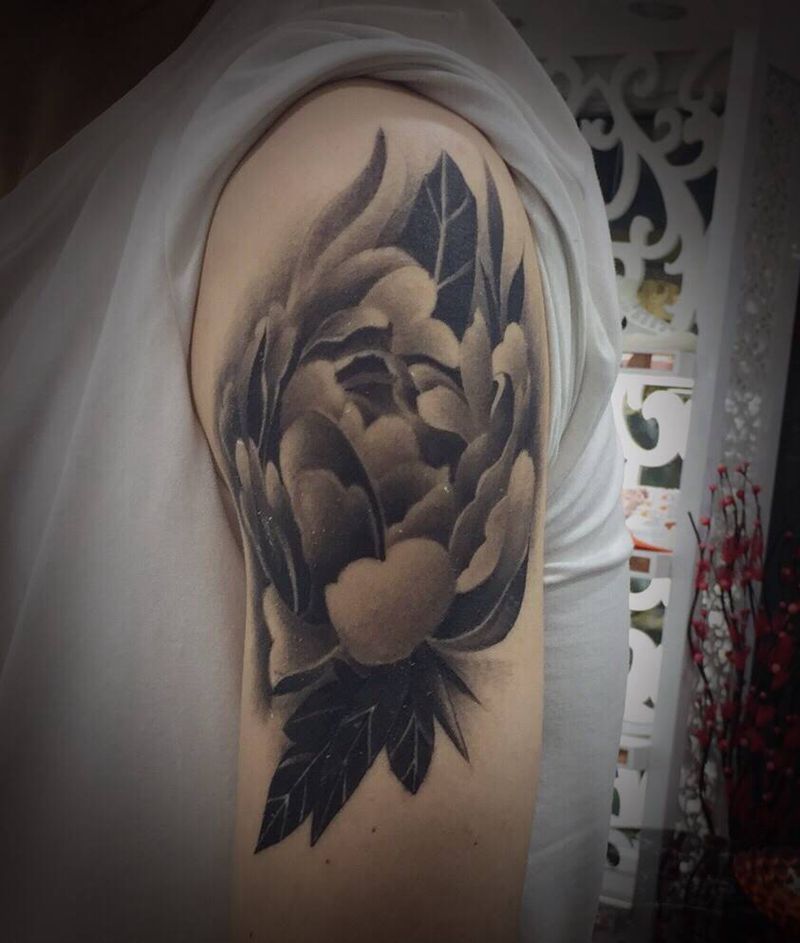 牡丹纹身图片_手臂纹身图案