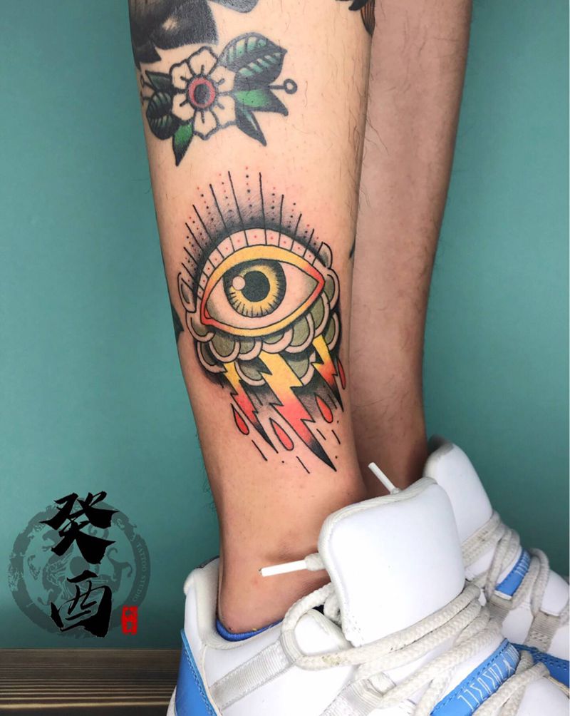 school纹身图片_腿部Old School纹身图案