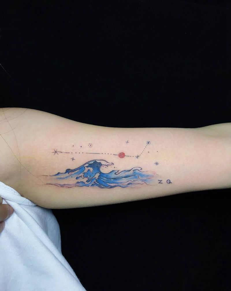 海浪星座纹身图片