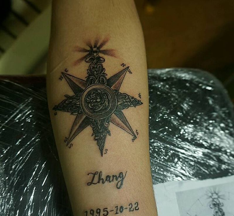 指南针纹身图片