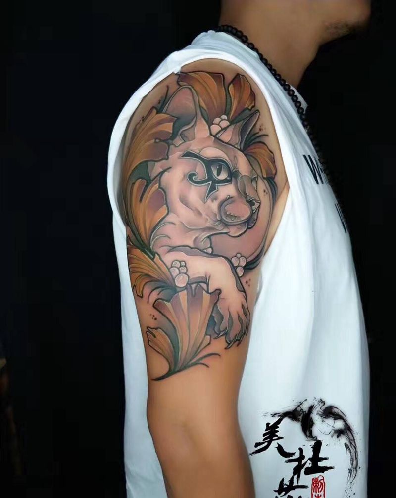 图坦卡门之眼斯蒂克丝第二弹纹身图片_成品手臂欧美动物纹身图案