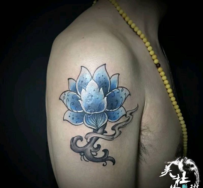 蓝莲花纹身图片