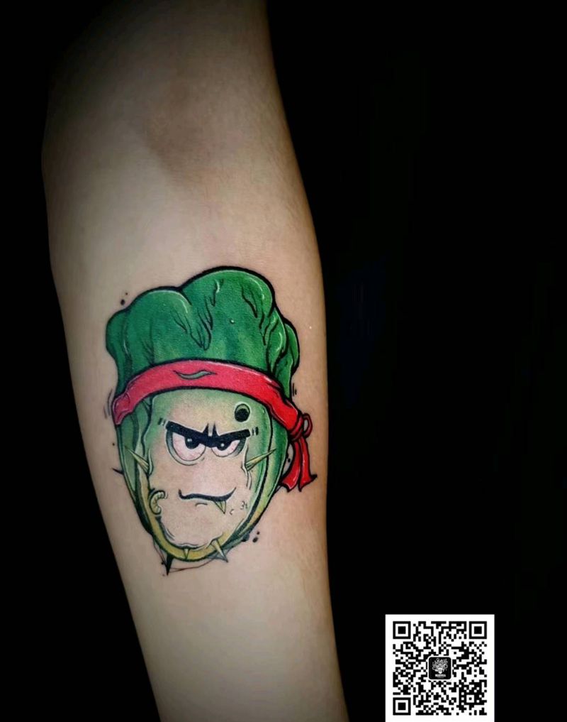 白菜纹身图片_手臂New School纹身图案