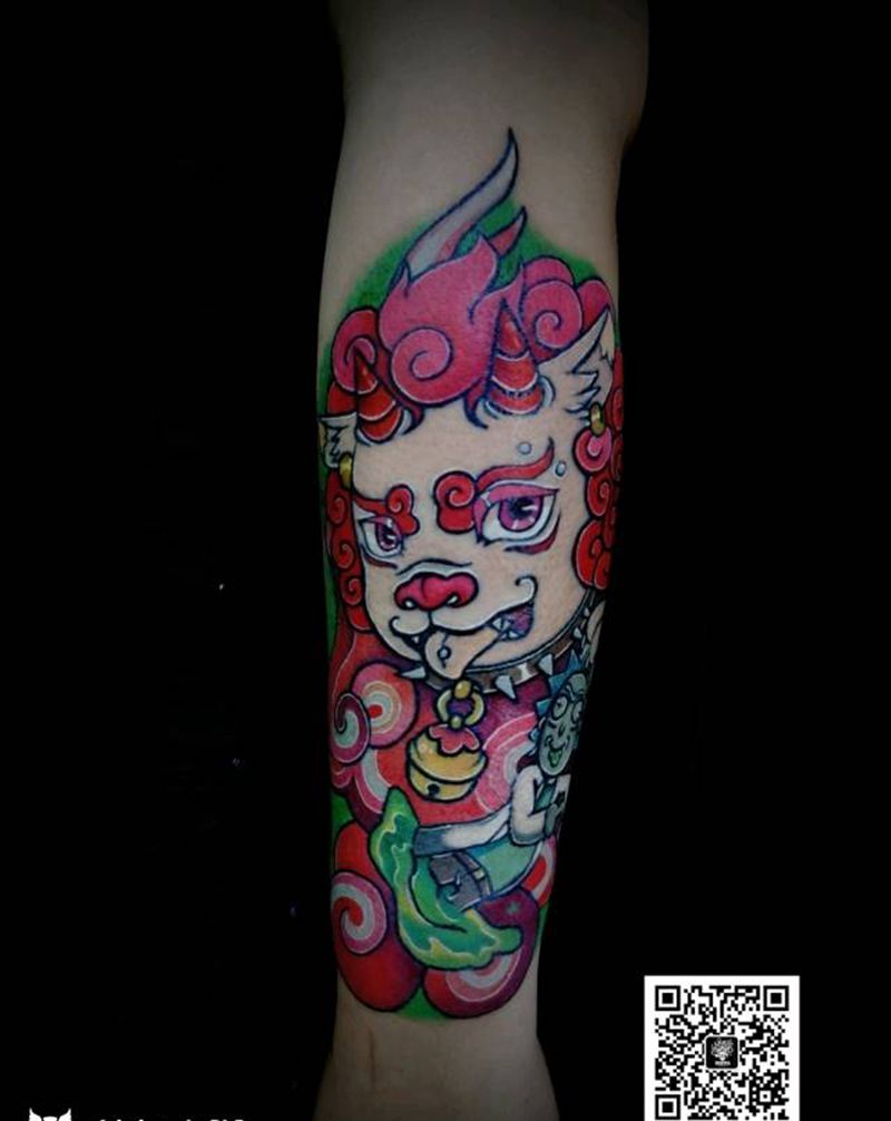 狮子纹身图片_手臂New School纹身图案