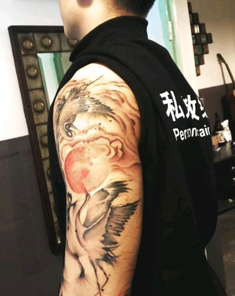 中国风纹身图片_手臂水墨纹身图案