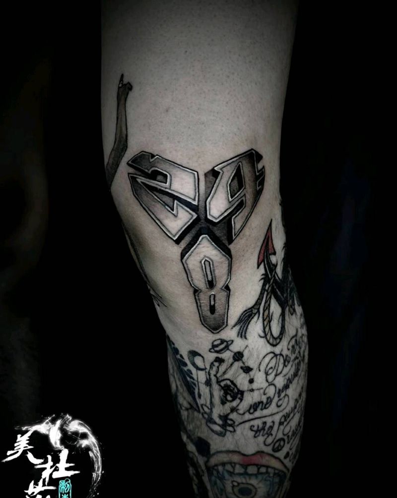 科比纹身图片_腿部纹身图案