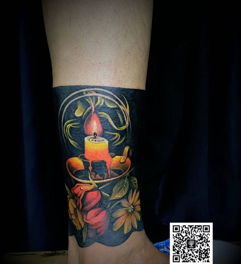 灯纹身图片_腿部纹身图案