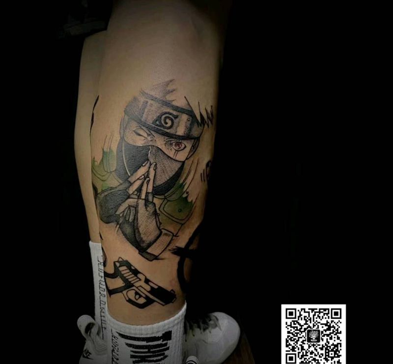 青春纹身图片_腿部New School纹身图案