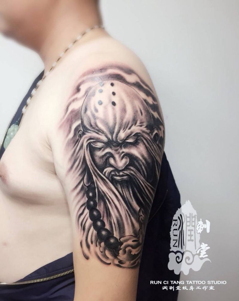 润刺青出品#罗汉#纹身图片_成品手臂手部人物鬼神宗教纹身图案